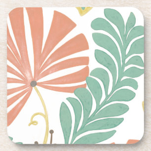 Porta-copo Pastel Floral Vines e Folhas em Fundo de Creme
