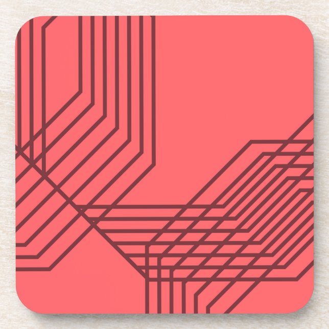 Porta-copo Pastel Red, simples, moderno, design geométrico (Frente)