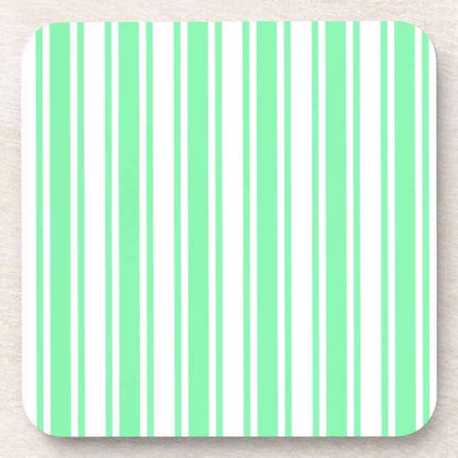 Porta-copo Pastel verde e tiras doces brancas (Frente)