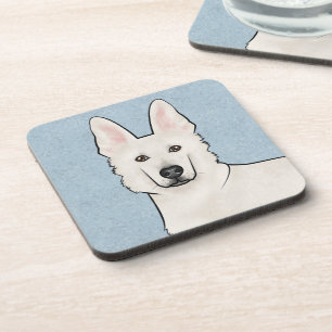 Porta-copo Pastor Suíço Branco Cabeça de Cachorro Bonito Azul