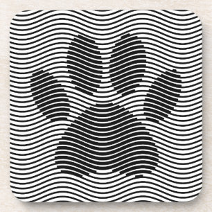 Porta-copo Pata De Cães Impressa Em Ondas Pretas E Brancas