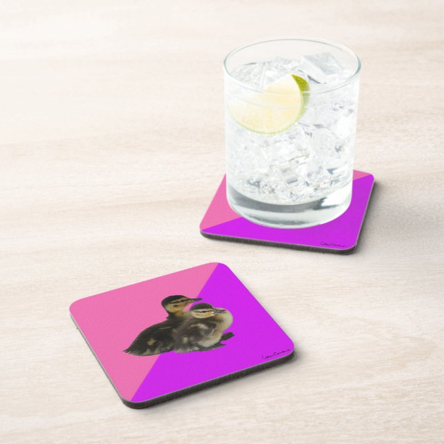 Porta-copo Patinhos em Sorvete de Framboesa Rosa e Roxo (Lado Direito)