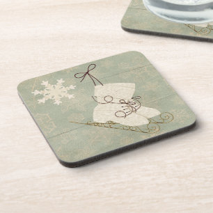 Porta-copo Patins de gelo floco de neve vintage fofo inverno