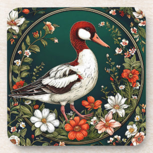 Porta-copo Pato Elegante Rodeado por Flores Vibrantes