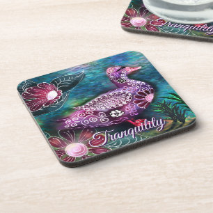 Porta-copo Pato Floral Caprichoso Roxo Azul Personalizado