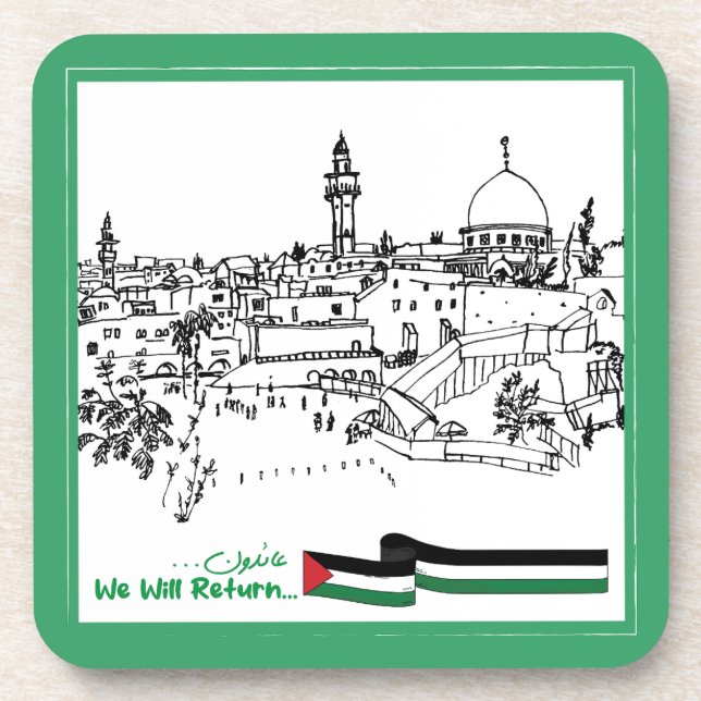 Porta-copo Patrimônio Palestiniano e Esperança: Voltaremos (Frente)