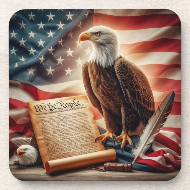 Porta-copo Patriotismo Americano da Águia Bald (Frente)