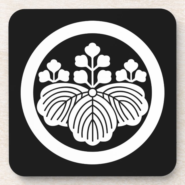 Porta-copo Paulownia com 5 e 3 florescências em círculo (Frente)