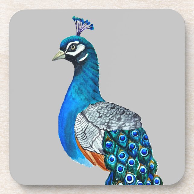 Porta-copo Pavão de Aquarela (Frente)