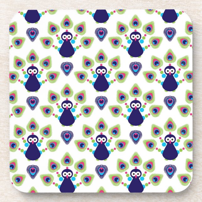 Porta-copo pavão exótico retro de india (Frente)