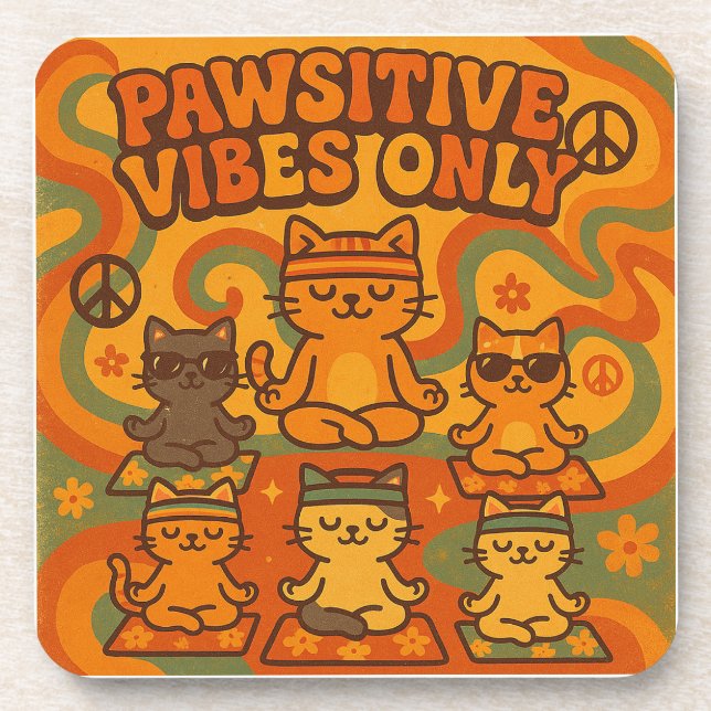 Porta-copo Pawsitive Vibes Only (Frente)