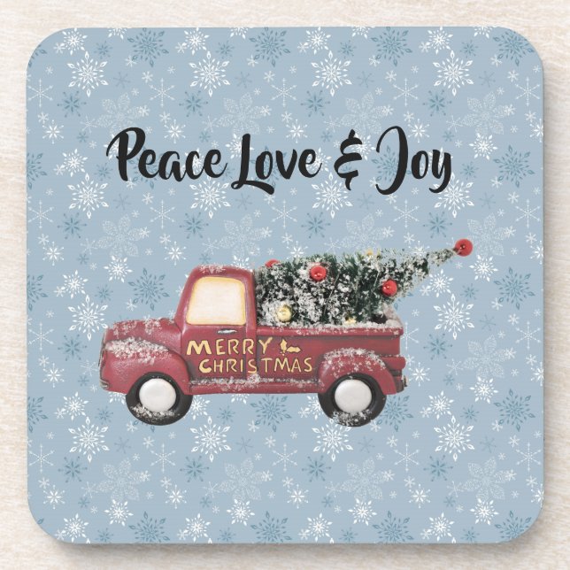 Porta-copo Paz Amor e Joy Toy Truck Feliz Natal (Frente)