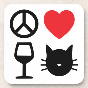 Porta-copo Paz, amor, vinho e gatos 2