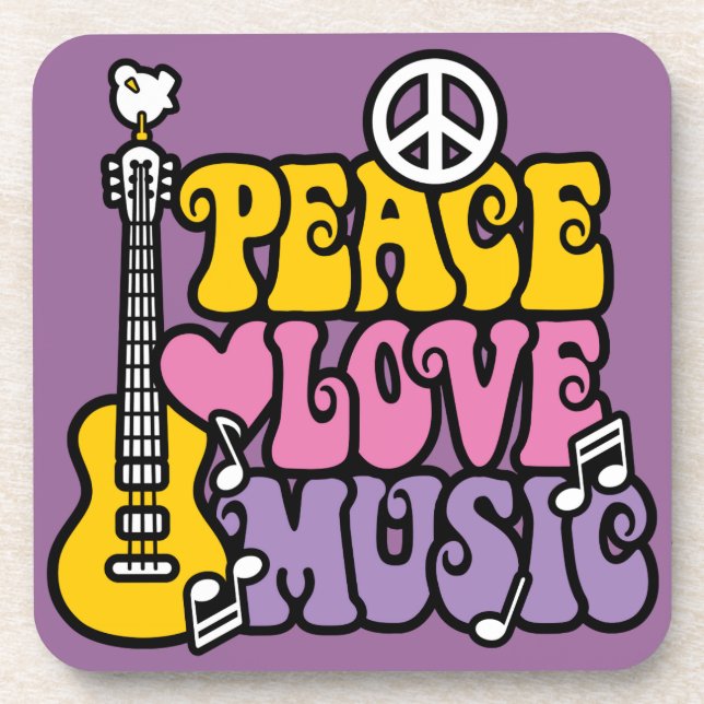 Porta-copo Peace Love Music (Frente)