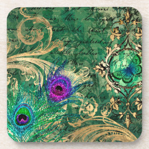 Porta-copo Peacock Feathers and Butterfly