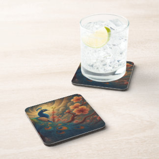 Porta-copo Peacock in Blossom Beverage Coaster