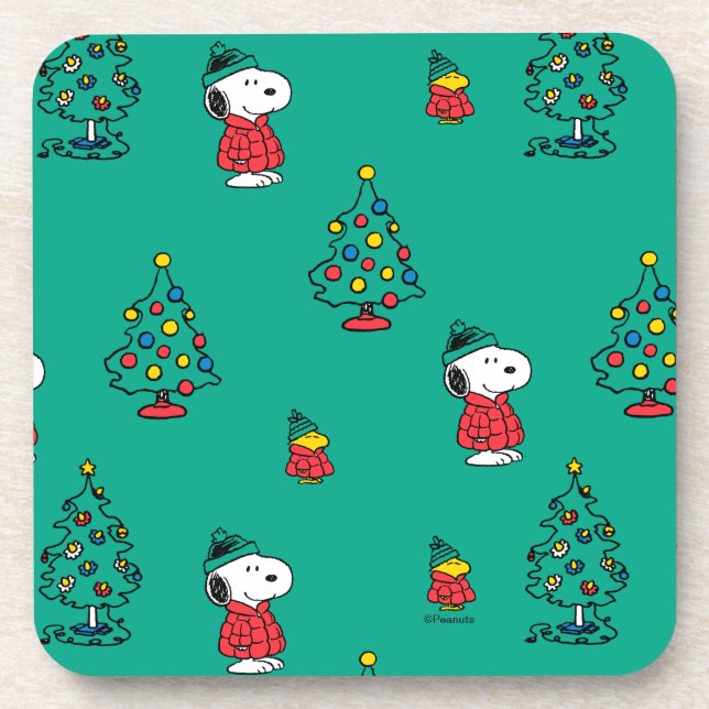Porta-copo Peanuts | Snoopy & Woodstock Christmas Pattern (Frente)