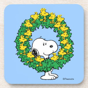 Porta-copo Peanuts Snoopy & Woodstock Christmas Wreath