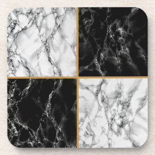 Porta-copo Pedras Marble Trendy Black & White Checkered