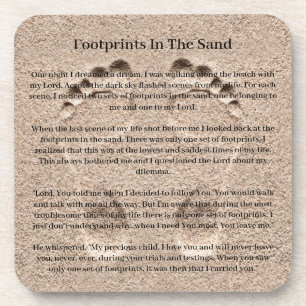 Porta-copo Pegadas Na Oração Cristã Da Areia