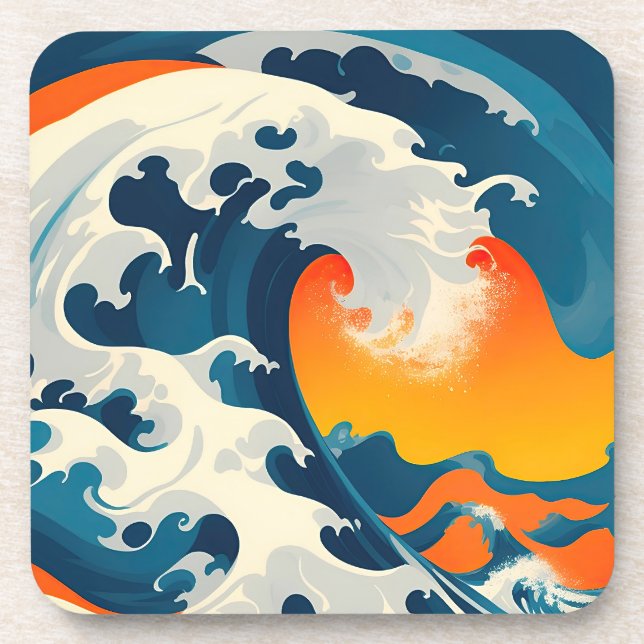 Porta-copo Pegue uma onda japonesa de Excelente (Frente)