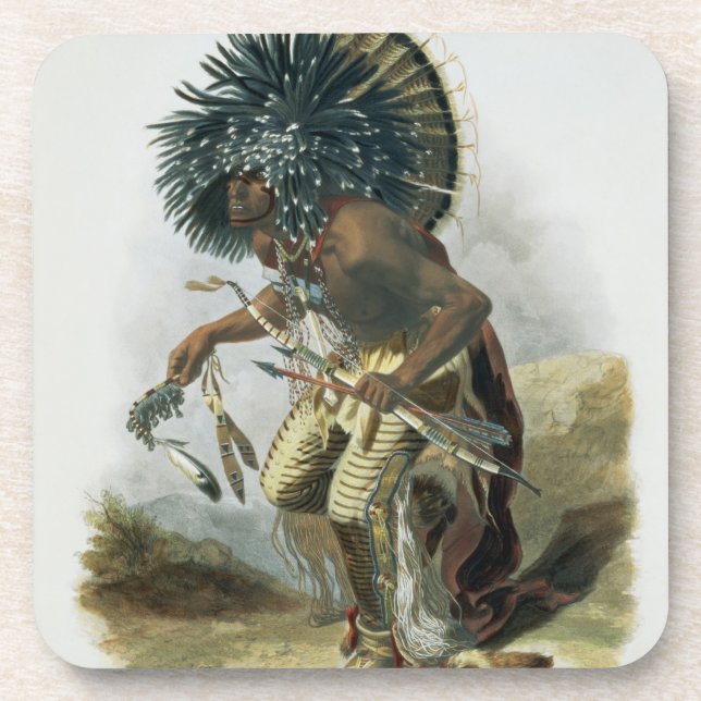 Porta-copo Pehriska-Ruhpa, guerreiro de Minatarre no traje o (Frente)