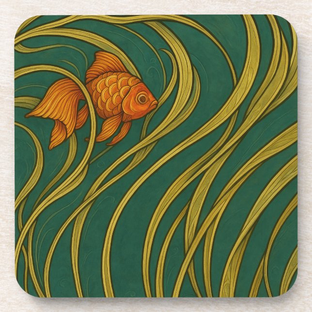 Porta-copo Peixe Dourado Art Nouveau  (Frente)