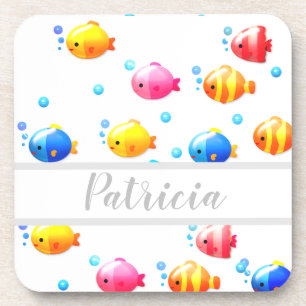 Porta-copo Peixe feliz colorido com bolhas