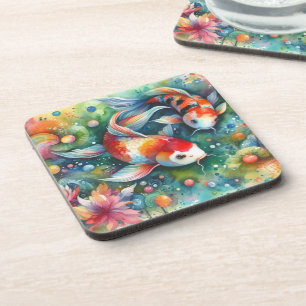 Porta-copo Peixe-Koi Colorido Aquarela Laranja