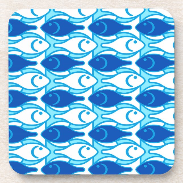 Porta-copo Peixe moderno do século médio, azul de cobalto (Frente)