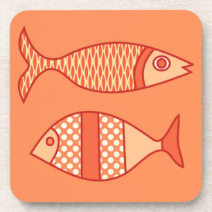 Porta-copo Peixe Moderno Retroativo, Laranja De Coral Leve E