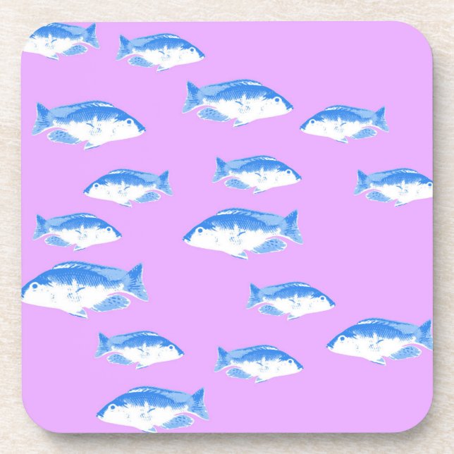 Porta-copo Peixes azuis em lilás (Frente)