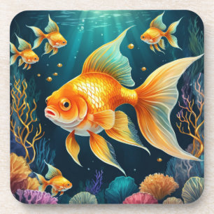 Porta-copo Peixes Dourados submarinos