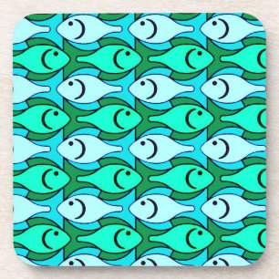 Porta-copo Peixes modernos do meio século, verde de jade e