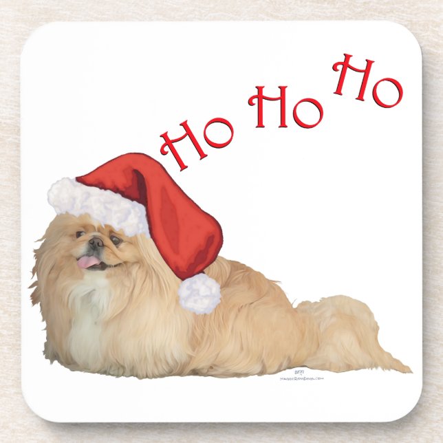 Porta-copo Pekingese Santa Claus (Frente)