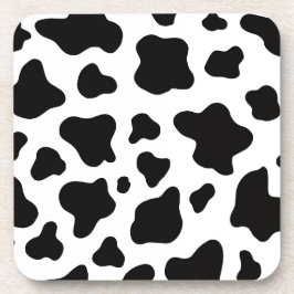 Porta-copo Pele de Vaca Preta e Branca Fazenda moderna rústic