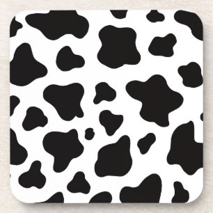 Porta-copo Pele de Vaca Preta e Branca Fazenda moderna rústic