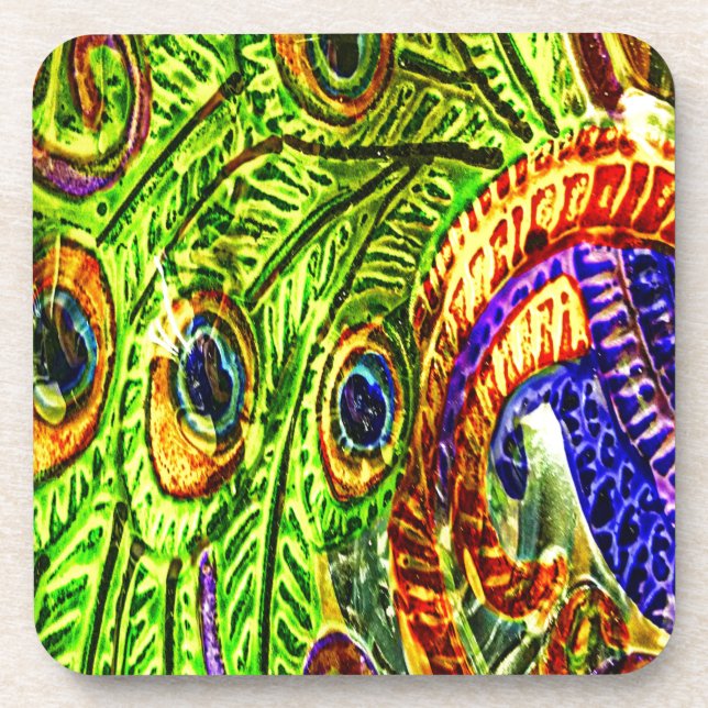 Porta-copo Penas de Peacock (Frente)
