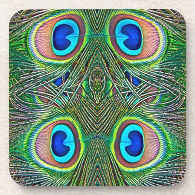Porta-copo Penas de Peacock Kaleidoscope Impressão (Frente)
