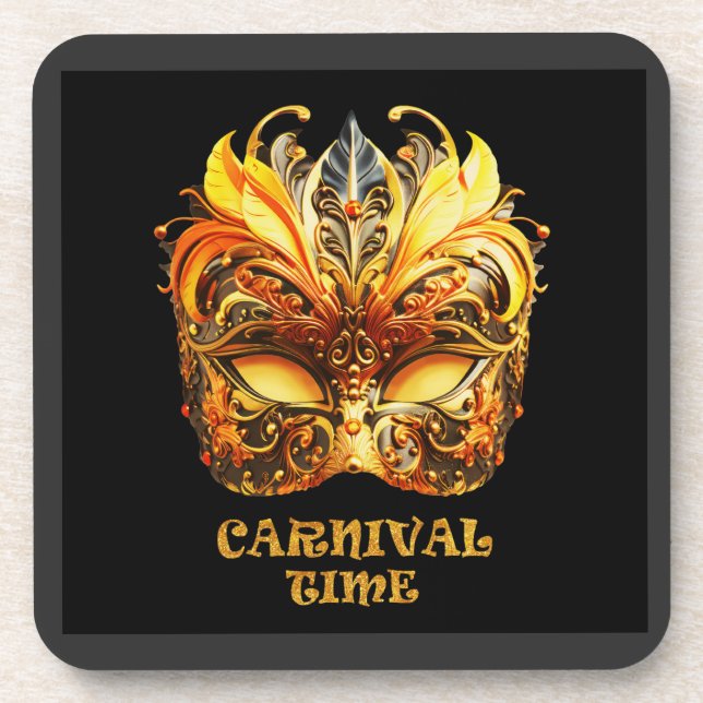 Porta-copo Penas do Ouro Elegante - Máscara veneziana (Frente)