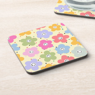 Porta-copo Penteado de Flor Sorridente Pastel Retro para Port