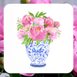 Porta-copo Peonies Chinoiserie Vase