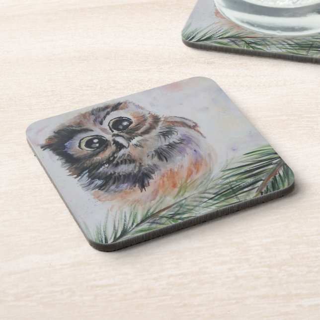 Porta-copo Pequena Codificação de Bebidas de Pintura de Coruj (Left Side)