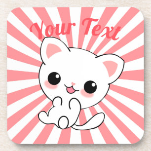 Porta-copo Personalizado de Kawaii White Kitten