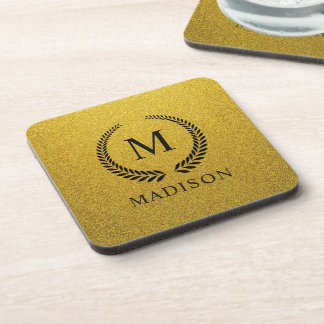 Porta-copo Personalizado Dourado Preto e Dourado Brilho Monog