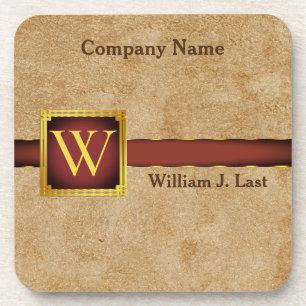 Porta-copo Personalizado Tan Chamois Faux Leather