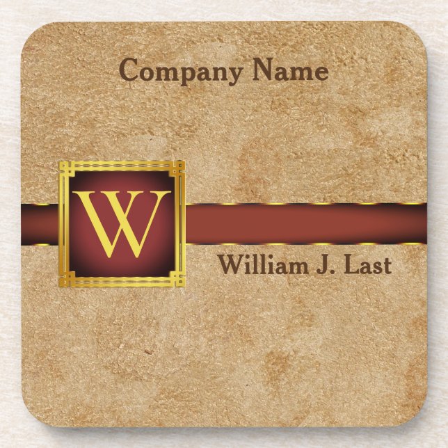 Porta-copo Personalizado Tan Chamois Faux Leather (Frente)