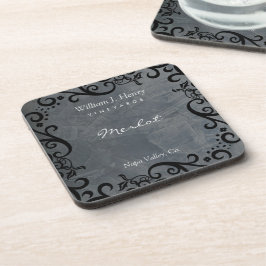 Porta-copo Personalize Ardósia e Vinho de Rolo Preto