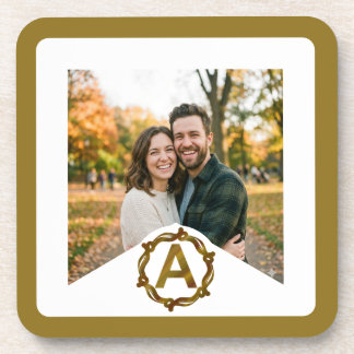 Porta-copo Personalized Artisan Monogram A | Wood Frame