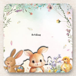 Porta-copo Personalized Easter Brunch Hard Plastic Coaster